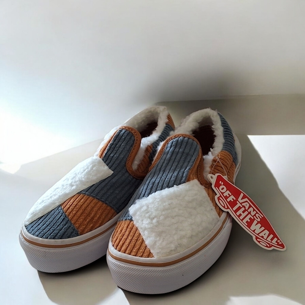 Vans Kids Patchwork Sherpa Slip-On Shoes Size Kids 2.5 - Picture 3 of 9